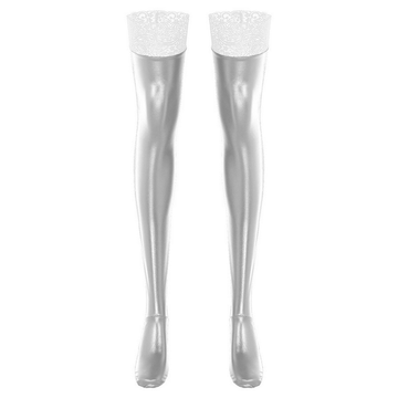 Womens Sexy Leather Stockings / Exotic Clubwear Lace Latex Parties Stockings / Stay Up Long Socks - EVE's SECRETS